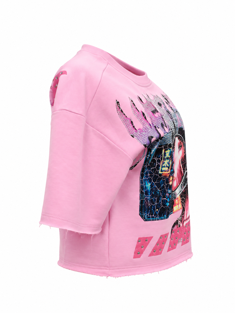 REDFOX WOMEN'S "HEARTLESS CYBER DOLL" CROP TEE