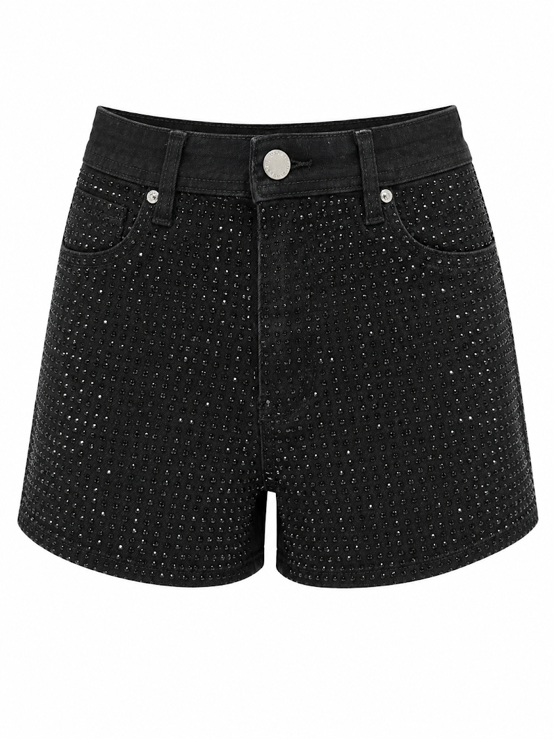 REDFOX HIGHWAIST WOMEN'S DENIM SHORTS W/RHINESTONES-PS3635