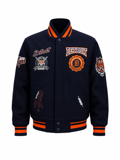 PRO STANDARD DETROIT TIGERS CREST EMBLEM RIB WOOL VARSITY JACKET