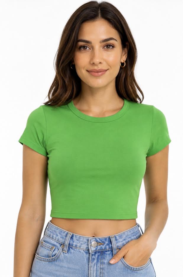 SHARP TRADING WOMEN ROUND-NECK CROP TEE