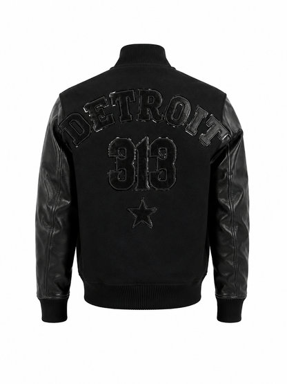 ROKU STUDIO MEN'S STRAIGHT OUT OF DETROIT VARSITY JACKET (#RK6481888)