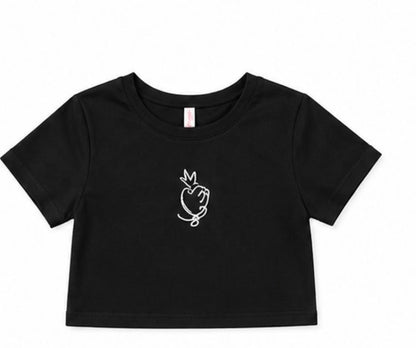CUTIE PATOOTIE GIRL'S SHORT SLEEVE TOP W/HEART CROWN RHINESTONE