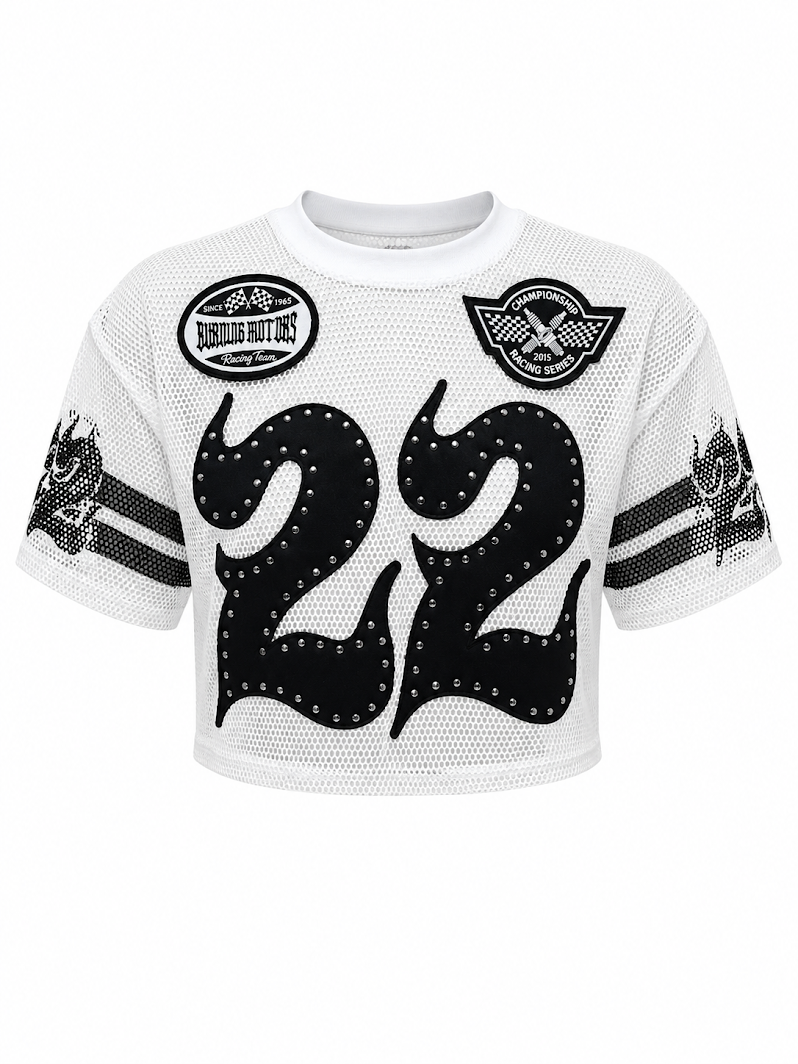 REDFOX WOMEN'S "HUSTLE&GLOW" CROP MESH JERSEY (TE1620)