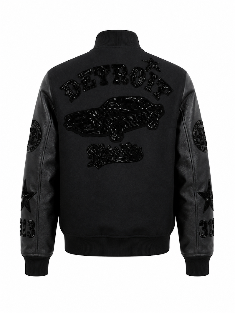 ROKU STUDIO MEN'S MOTOR CITY STONED VARSITY JACKET (#RK6481891)