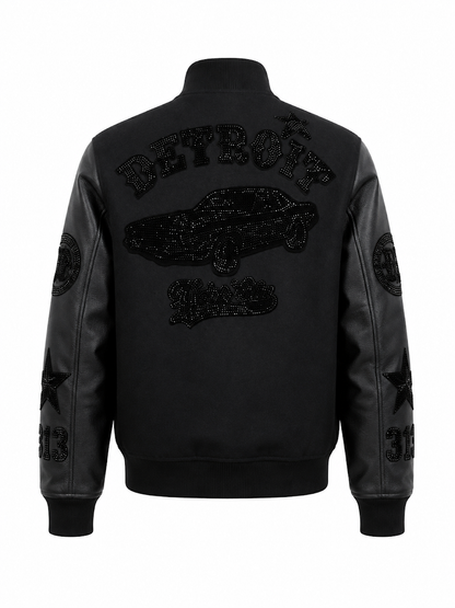 ROKU STUDIO MEN'S MOTOR CITY STONED VARSITY JACKET (#RK6481891)