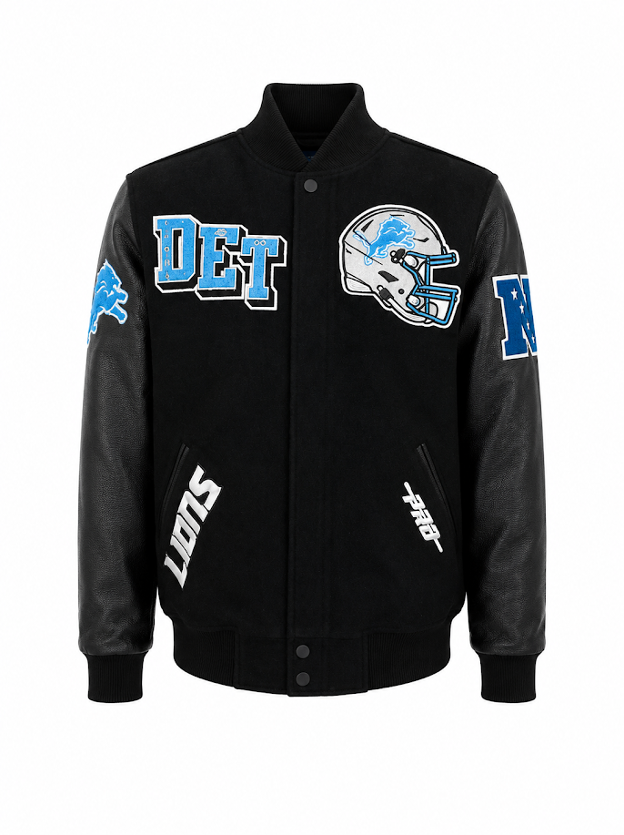 PRO STANDARD-DETROIT LIONS MASH UP M WOOL VARSITY JACKET V2