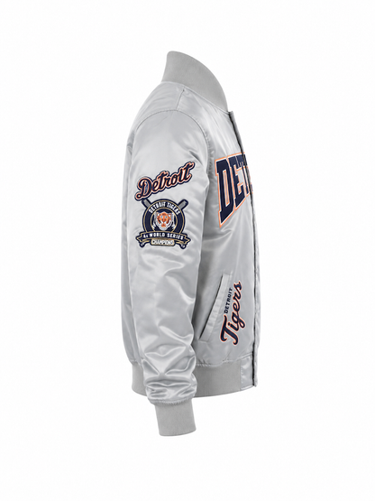 PRO STANDARD DETROIT TIGERS CREST EMBLEM SATIN VARSITY JACKET