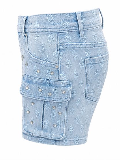 REDFOX HIGHWAIST WOMEN'S DENIM SHORTS W/CARGO POCKETS-PS3631