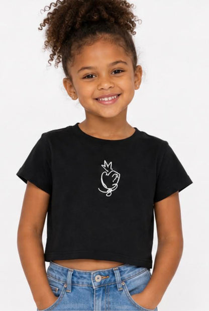 CUTIE PATOOTIE GIRL'S SHORT SLEEVE TOP W/HEART CROWN RHINESTONE