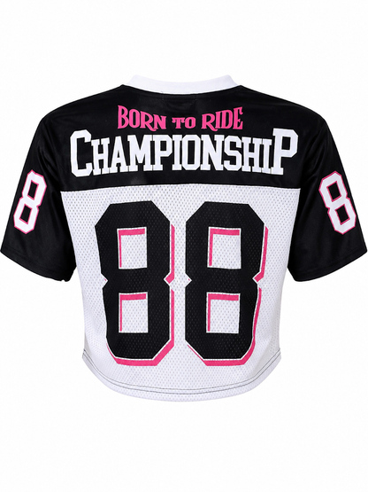 REDFOX WOMEN'S "BORN TO RIDE" CROP MESH JERSEY (TE6618)