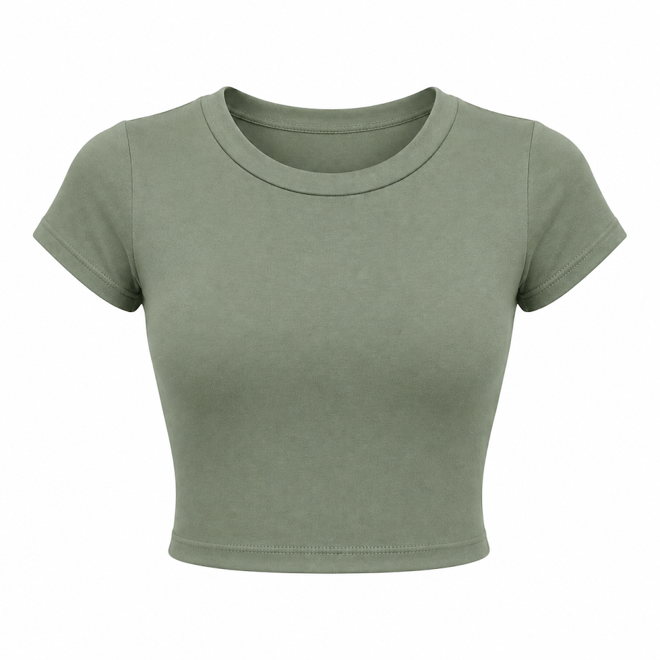 SHARP TRADING WOMEN ROUND-NECK CROP TEE