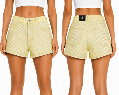 REDFOX HIGHWAIST WOMEN'S DENIM SHORTS W/RHINESTONES-PS3635