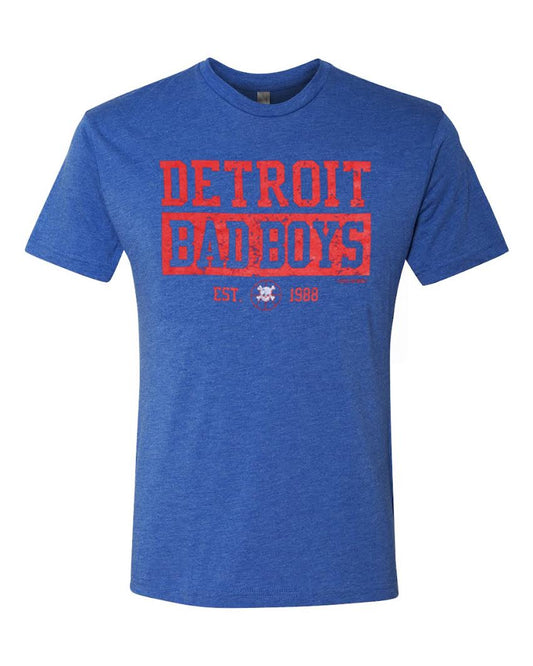 DETROIT BAD BOYS VINTAGE ROYAL HTHR SHORT SLEEVE T-SHIRT