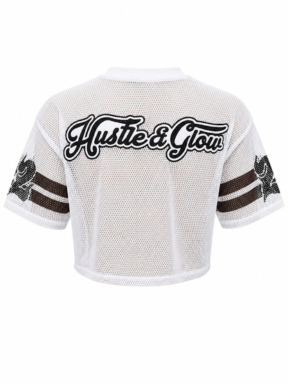 REDFOX WOMEN'S "HUSTLE&GLOW" CROP MESH JERSEY (TE1620)