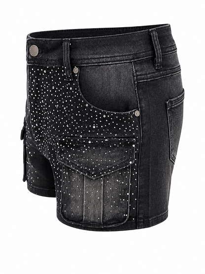 REDFOX WOMEN'S FRONT POCKET RHINESTONE SHORTS