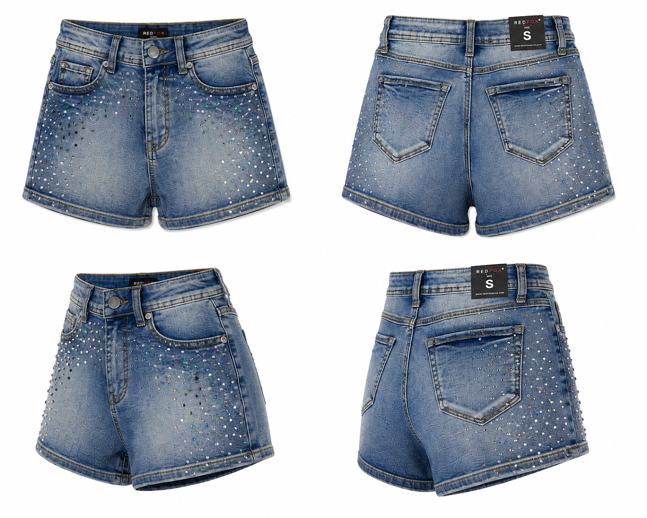 REDFOX RHINESTONE WOMEN'S DENIM SHORTS-PS3641
