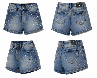 REDFOX RHINESTONE WOMEN'S DENIM SHORTS-PS3641