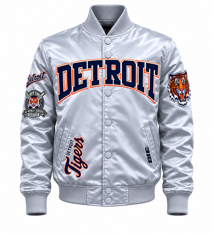 PRO STANDARD DETROIT TIGERS CREST EMBLEM SATIN VARSITY JACKET