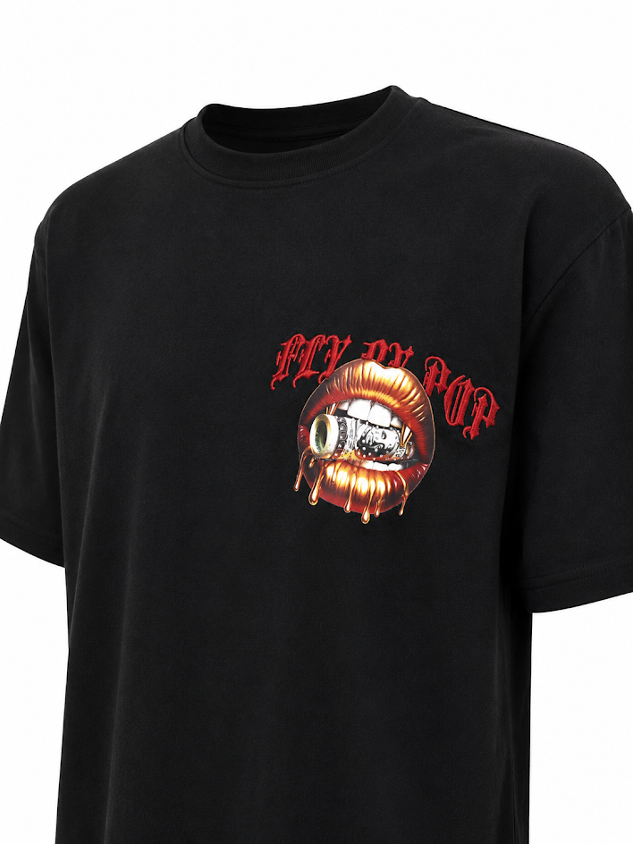FLY BY POPULARITY GOLDEN LIPS OVERSIZED TEE