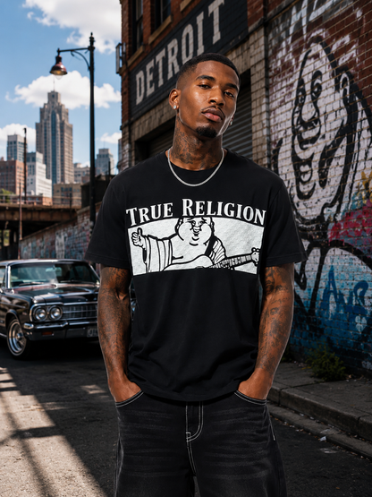 TRUE RELIGION MEN'S CHECKERED BUDDHA TEE