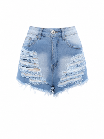 REDFOX WOMEN FRAYED HEM DENIM SHORTS