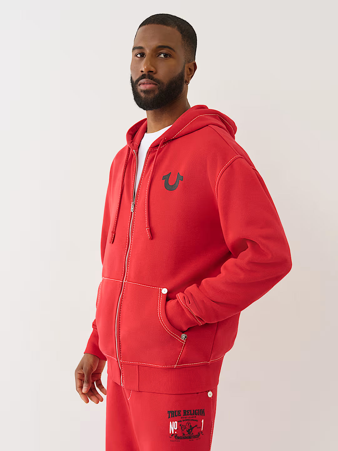 TRUE RELIGION MEN'S BIG T LOGO ZIP HOODIE (#110096)