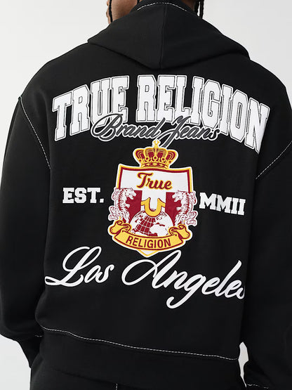 TRUE RELIGION MEN'S CREST T BOXY ZIP HOODIE (#110150)
