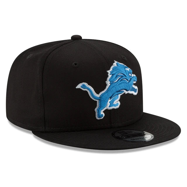 DETROIT LIONS NEW ERA BASIC 9FIFTY SNAPBACK HAT–BLACK/BLUE