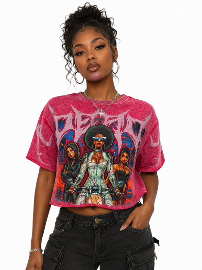 REDFOX WOMEN'S "DEAD ROAD" FRENCH TERRY CROP TEE