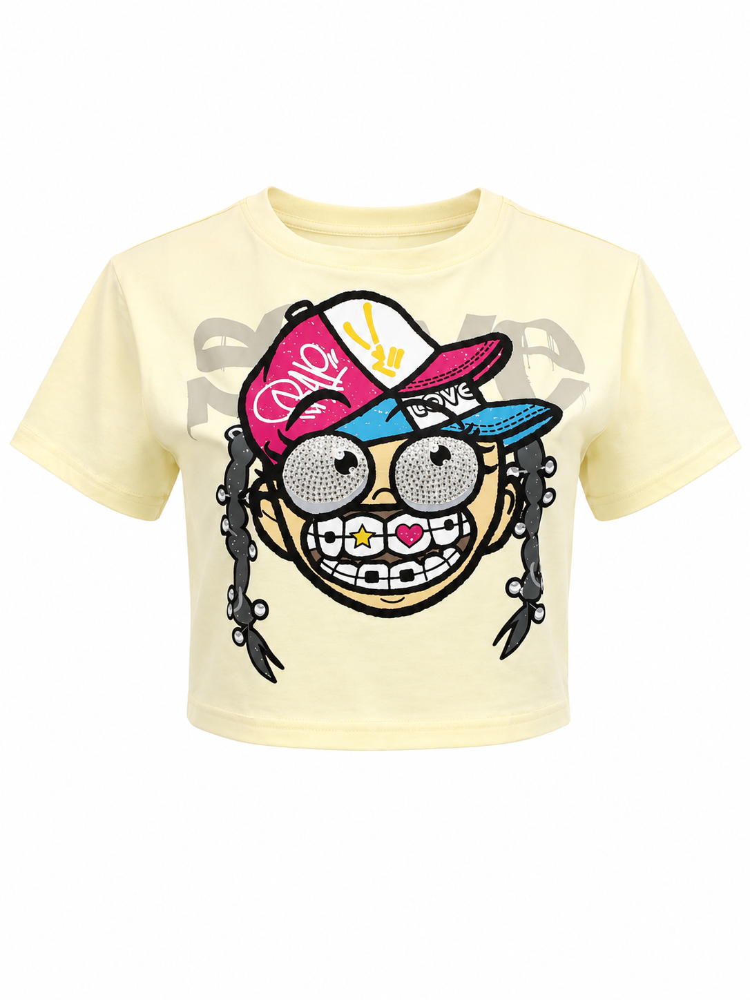 REDFOX WOMEN'S "BUBBLE POP BLING" CROP TEE
