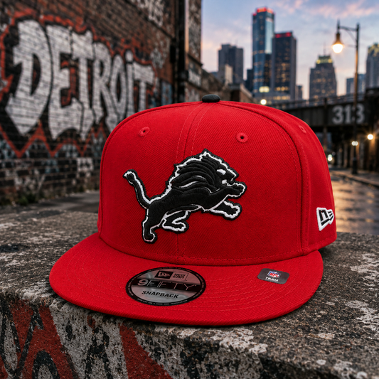 NEW ERA DETROIT LIONS SCARLET/BLACK/WHITE 9FIFTY SNAPBACK CAP