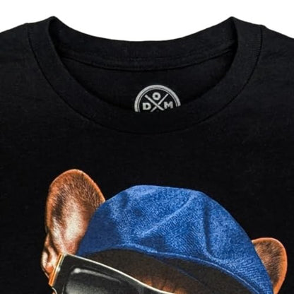 ODM MENS BLACK GANGSTA DOG EVERYDAY STRUGGLE GRAPHIC T-SHIRT
