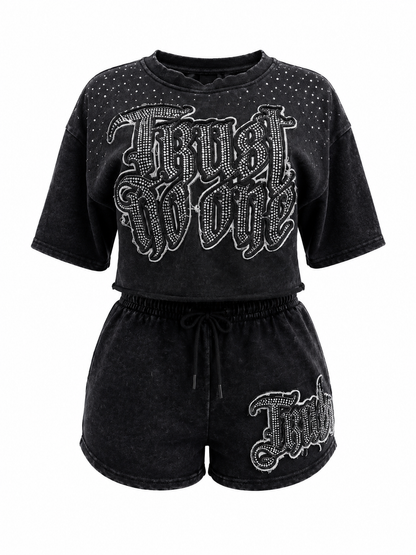 REDFOX WOMEN'S "TRUST NO ONE" CROP & SHORT SET