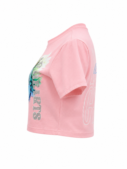 REDFOX WOMEN'S "ANGEL GUARD OUR HEARTS" CROP TEE