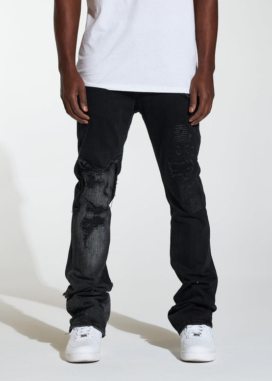 Crysp - Arch Stacked Flare Denim - Black