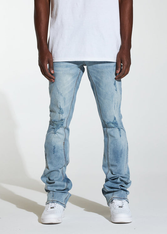 Crysp - Arch Stacked Flare Denim - Light Wash