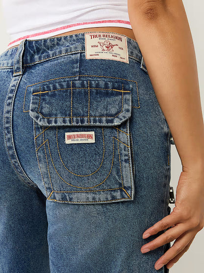 TRUE RELIGION WOMEN'S BOBBI BAGGY CARGO CAPRIS (208772)