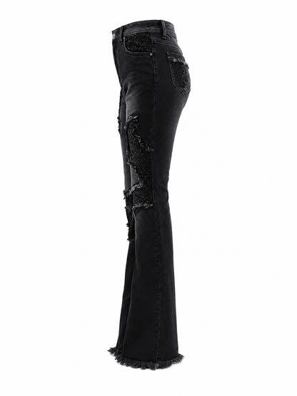 REDFOX WOMEN ROCKSTAR PATCHWORK RHINESTONE JEANS