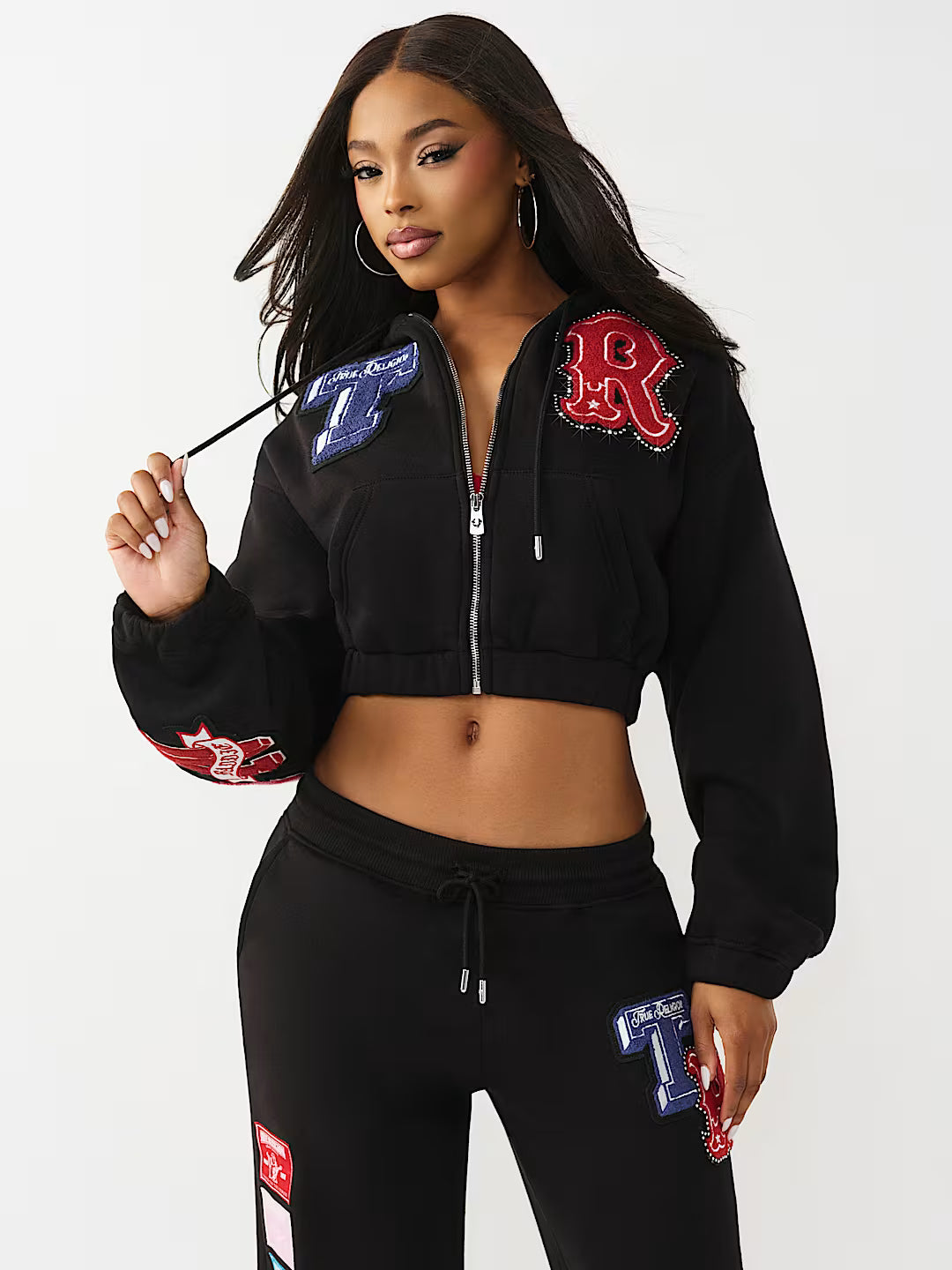 TRUE RELIGION WOMEN'S CRYSTAL PATCH GIRLFRIEND ZIP HOODIE (#210555C)