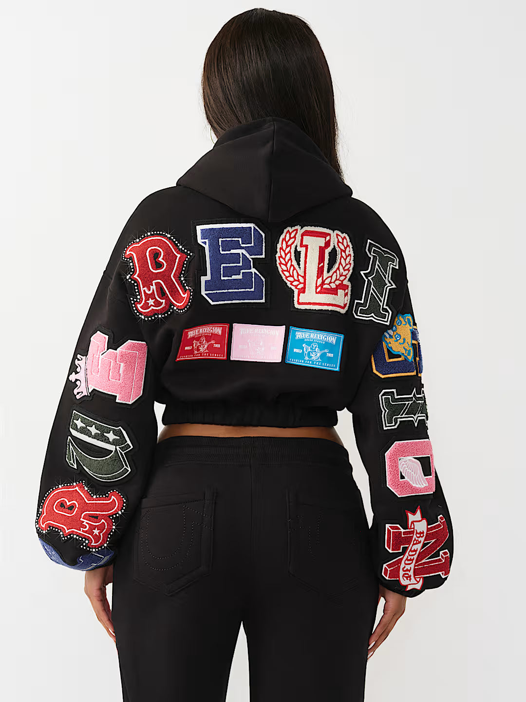 TRUE RELIGION WOMEN'S CRYSTAL PATCH GIRLFRIEND ZIP HOODIE (#210555C)