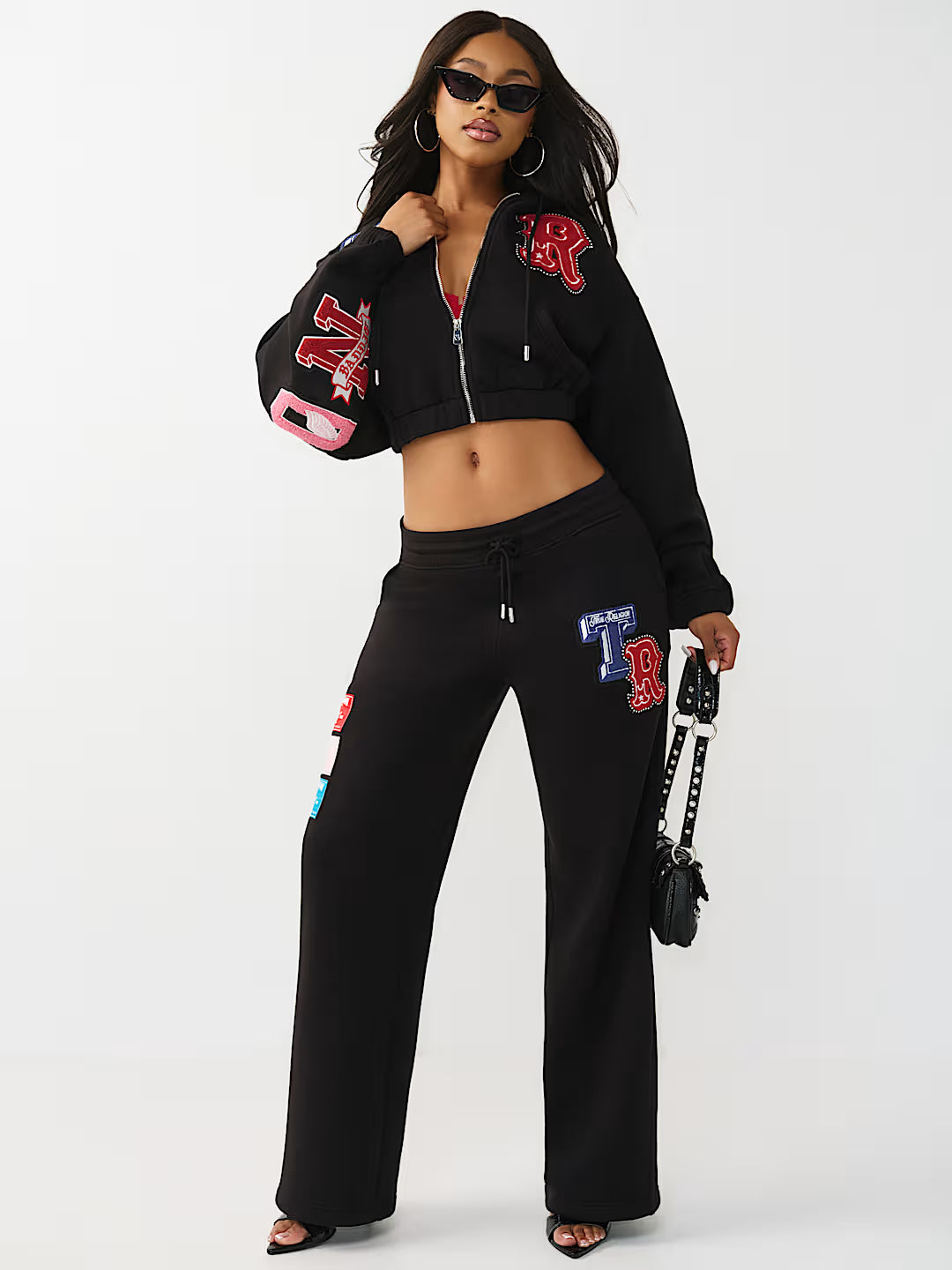 TRUE RELIGION WOMEN'S CRYSTAL PATCH STRAIGHT LEG SWEATPANTS (#210556C)