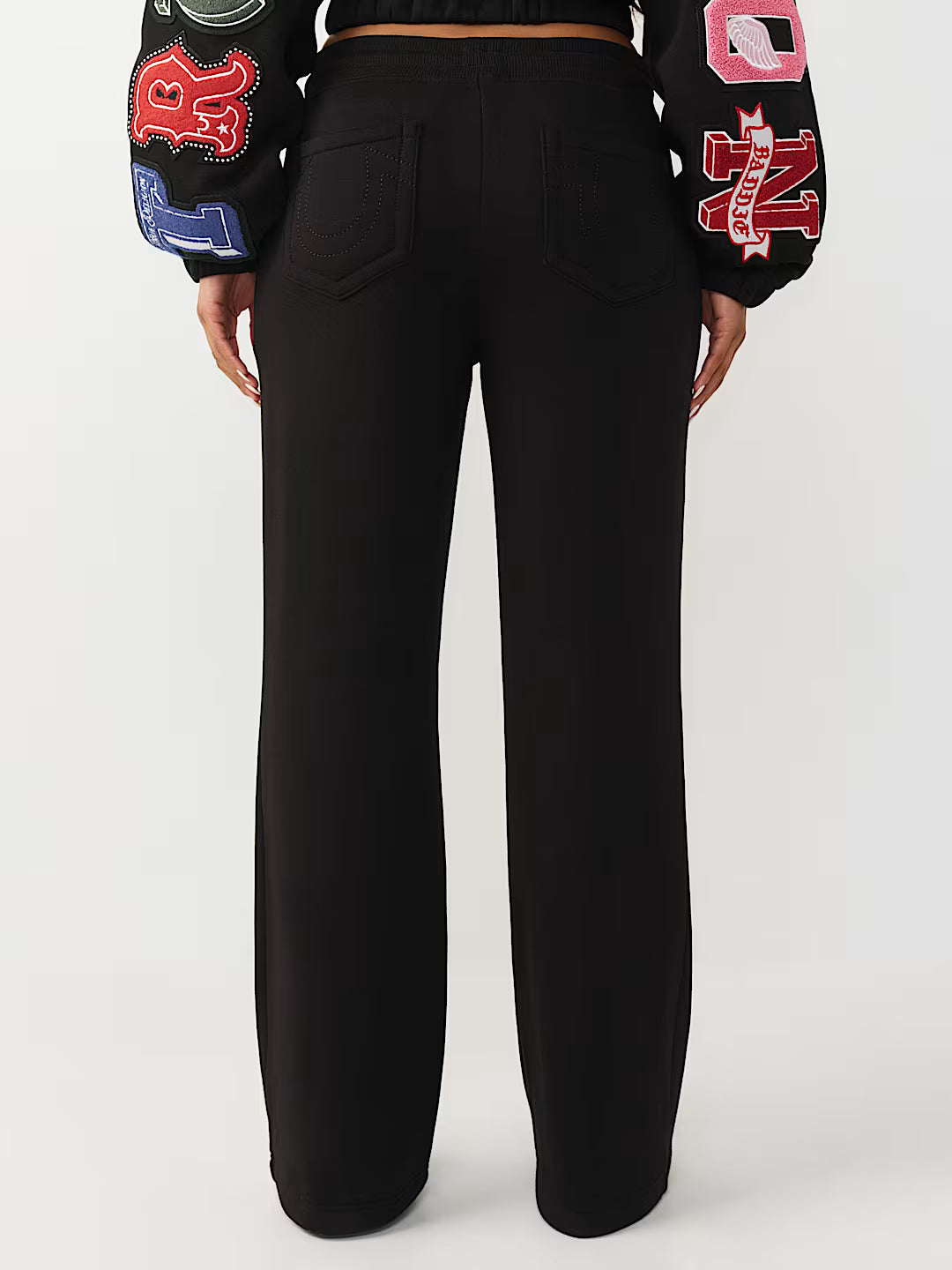TRUE RELIGION WOMEN'S CRYSTAL PATCH STRAIGHT LEG SWEATPANTS (#210556C)