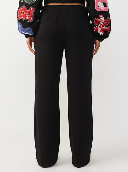TRUE RELIGION WOMEN'S CRYSTAL PATCH STRAIGHT LEG SWEATPANTS (#210556C)
