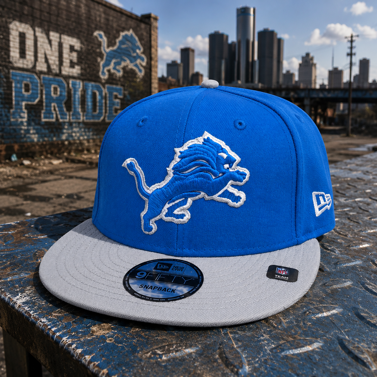 NEW ERA DETROIT LIONS BLUE/GRAY 9FIFTY SNAPBACK CAP