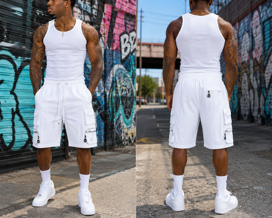 M633 MAKOBI COLTON NYLON SPANDEX CARGO SHORTS