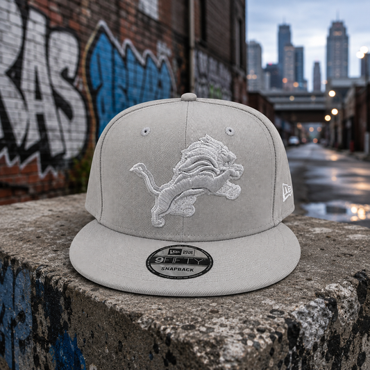 NEW ERA DETROIT LIONS GRAY/GRAY 9FIFTY SNAPBACK CAP