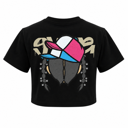 REDFOX WOMEN'S "BUBBLE POP BLING" CROP TEE