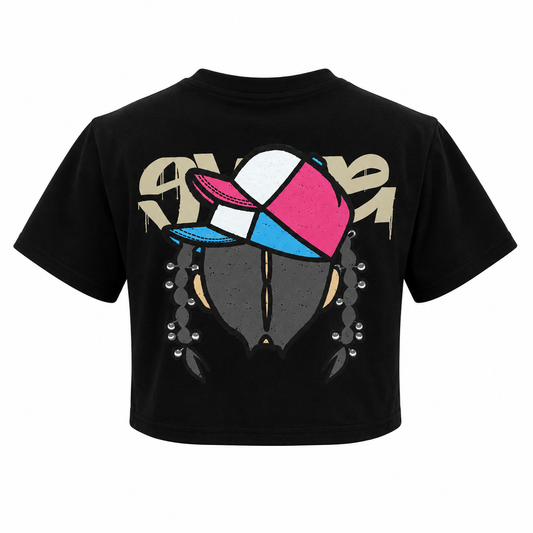 REDFOX WOMEN'S "BUBBLE POP BLING" CROP TEE