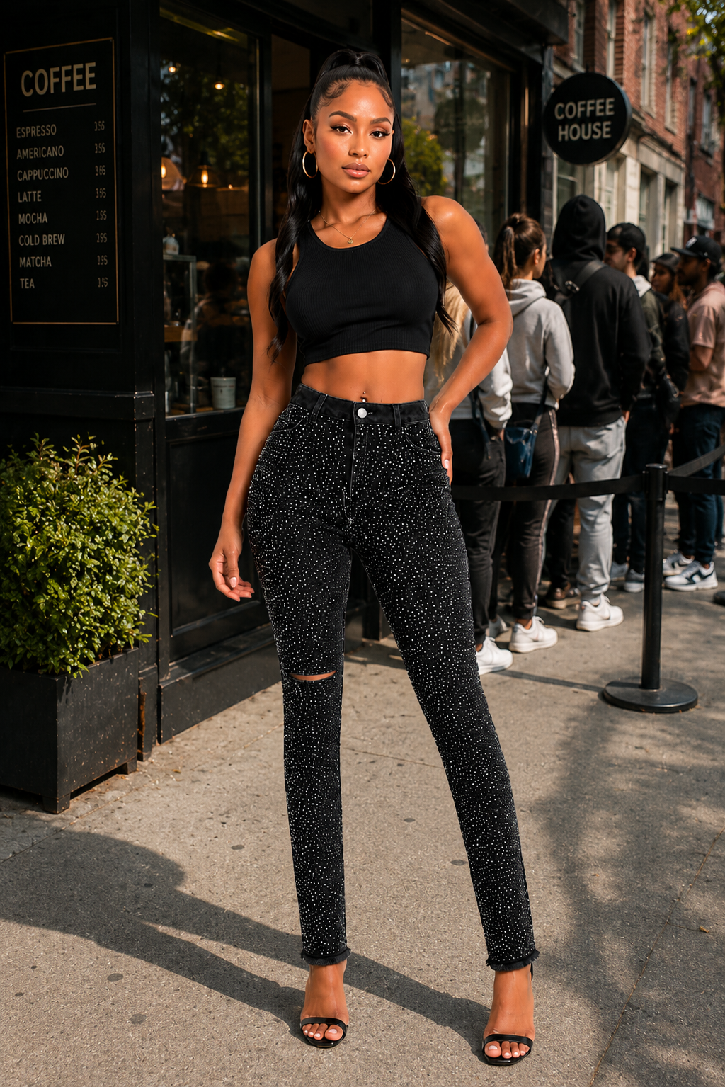 HOT & DELICIOUS WOMEN STARLIGHT RHINESTONE JEAN