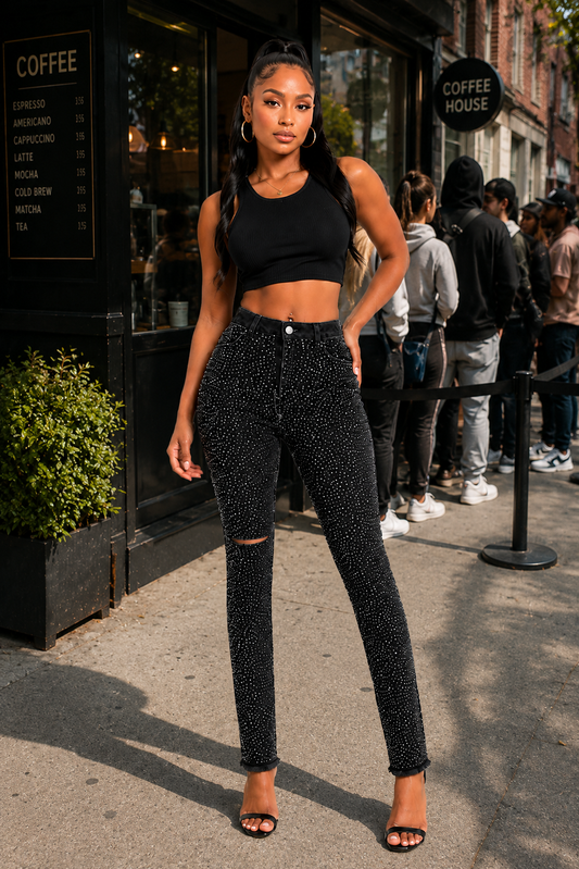 HOT & DELICIOUS WOMEN STARLIGHT RHINESTONE JEAN